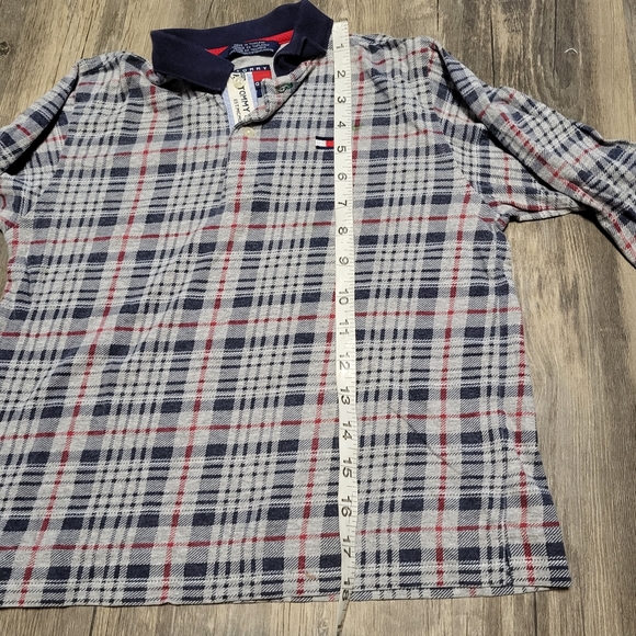 Vintage Tommy Hilfiger Plaid Polo Shirt Long Sleeve Collared Top Boys Size 7 - Picture 7 of 7